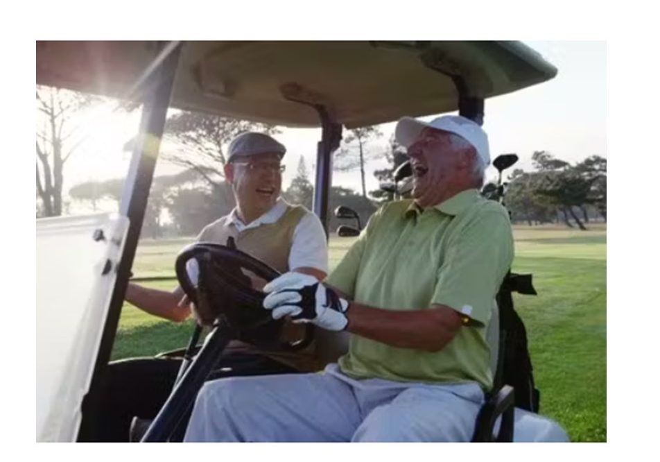 Golfer laughing